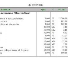 Devis assainissement 1