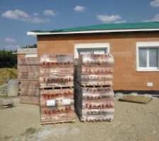 Les briques couleur "vieux midi" sont arrivées sur le chantier