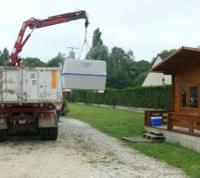 Arrivée de la fosse toutes eaux 4000 litres