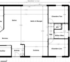 Esquisse de plan T3 (d'environ 130m² d'emprise au sol)