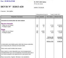 1er devis platrerie!
Assez cher... Non?