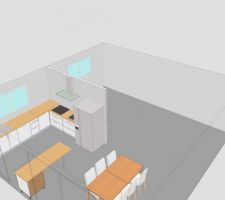 Configuration faite en magasin, a droite le futur salon