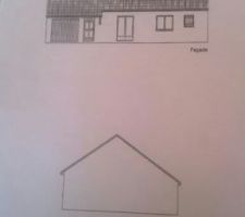 Voila les plans de la maison il y a eu quelques modifications: a la place de la porte fenetre ce sera une fenetre et sur le pignon nous mettons une fenetre pour l étage