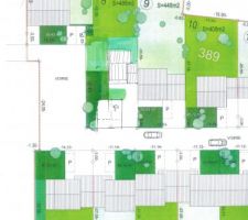 Voil&agrave; les parcelles, moi c'est la 8, et la maison est repr&eacute;sent&eacute;e telle que je la vois !