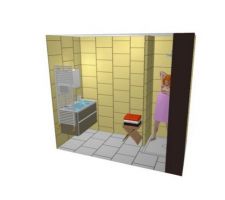 Aperçu 3D de la salle de bain du rdc par R.Suchet