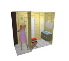 Aperçu 3D de la salle de bain du rdc par R.Suchet