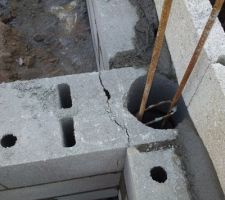 Mise en place du vide sanitaire
Quelques fissures dans les parpaings mais rien de grave apparemment