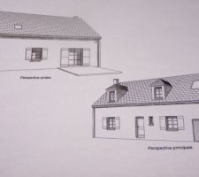 Présentation de la maison en perspective principale et arrière