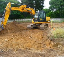 Grattage de la terre pour r&eacute;alisation des fondation