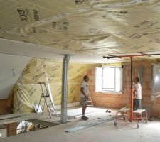 Pose des plaques du plafond