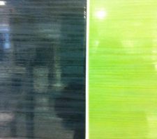 Les faiences de la SDB 
Blanche- bleu marine- vert pomme