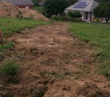 Tranchée fermée de l'arrivée d'eau à la maison
