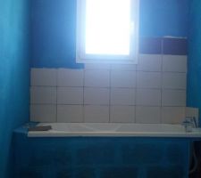 (bleu: kit d'étanchéité!)commencement de la faience