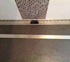 Vue du caniveau de douche avec son siphon (partie noire)