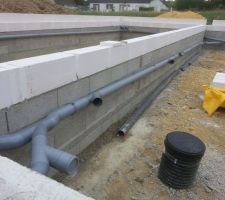 Réseau d'eau usées. Les T recevront les 3 WC de la maison