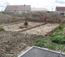 Mise en place de l'armature pour les fondations