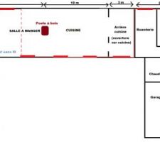 Voilà c'est fait, nous avons créé un second étage en faisant un plancher isolé au dessus du poele à bois. Ainsi, beaucoup moins de volume à chauffer pour le poele et donc économie de bois   .