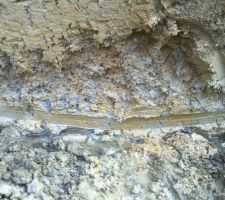 Zoom sur la strate par o&ugrave; l'eau suinte.