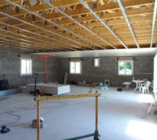 Mise en place du placo à bord amincis pour le plafond