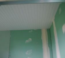 Ensuite les lambris PVC et on a un faux plafond