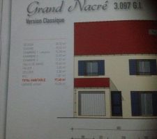 Nous avons choisi le modèle de la maison Grand Nacré de 97,48 M²   Garage intégré de 14,20 m² choisi, auquel nous avons apporté une modification suivante : - Une baie vitrée 200 x 215