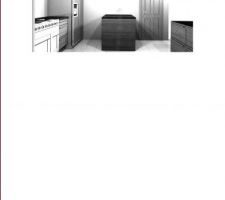 Vue de la cuisine en direction de la porte de cellier