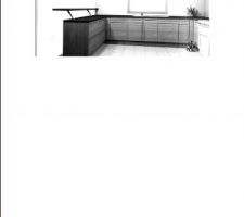 Vue de la cuisine vers la fen&ecirc;tre donnant sur le jardin