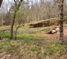 Terrain qui nous a seduit par sa configuration (difficile, mais int&eacute;ressante) et par le fait d'un bois de 1000 m2 en fond de parcelle.
