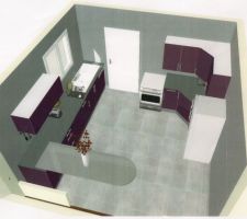 Futur plan de cuisine, a part le coloris qui a changé on sera sur du taupe clair et la plaque cuisson sera en haut a gauche et a sa place meuble haut pour four.
Et donc l?évier sera bien juste en dessous de la fenêtre.
Couleur mur pas encore décidé pour l'instant.