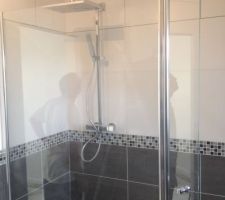 Joints en cours et colonne de douche fix&eacute;e