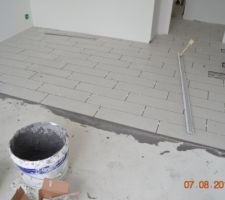 Carrelage de l'&eacute;tage, le plus dur &eacute;tant les joints car au soleil &ccedil;&agrave; seche tr&egrave;s vite,