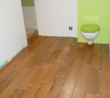 Samedi on a pos&eacute; le carrelage. on a plus de dos et mal aux genoux!!!