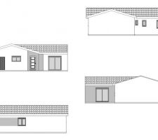 Façades de la maison et première idée pour l'enduit : blanc avec touches de gris clair