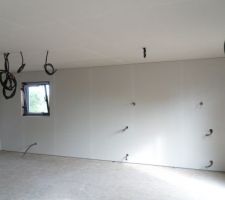 Pose du Fermacell plafond et murs dans la partie nuit