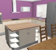 Simulation de la future cuisine avec un îlot nu