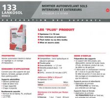 Fiche technique du produit ragréage...déconseillé pour soil fissuré