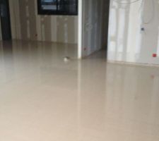 Coulage dalle liquide sur palcher chauffant a&eacute;rothermie ; quatre semaine d"ttente pour pose du carrelage