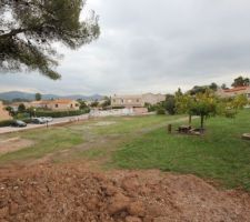 Vue depuis la motte de terre vers le parc nettoyé de ses eucalyptus