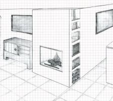 Petit croquis de ce que cela pourrait donner avec le foyer.