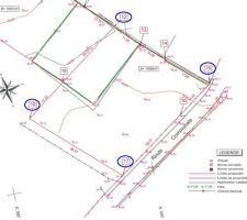 Plan effectu&eacute; par le g&eacute;om&egrave;tre apr&egrave;s avoir effectu&eacute; les limites des parcelles.