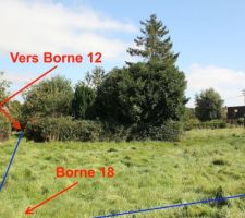 Fond de parcelle avec emplacement des bornes 12 et 18