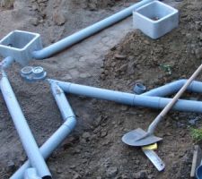 Pose des raccordements extérieurs (eau propre, eau sale, élèct, tél)