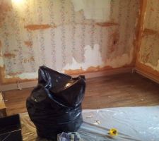 La chambre du rdc avec sa vieille tapisserie