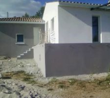 Enduit maison, terrasse et garage