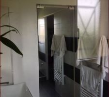 Porte coulissante miroir pour séparer la salle d'eau a notre chambre