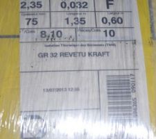 Laine de verre Isover GR32 avec un lambda de ... 0,032.
