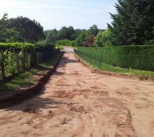 D&eacute;capage du chemin d'acc&egrave;s &agrave; notre parcelle (vu depuis notre terrain)