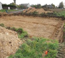 Vu d'ensemble de l'implantation de la maison sur le terrain vu de l'arrière de la maison.
