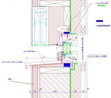 Schéma de pose fenêtre passive en tunnel dans ossature bois