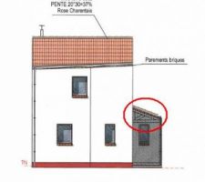 Façade Nord non conforme (demande rajout acrotère entre les 2 bâtiments)